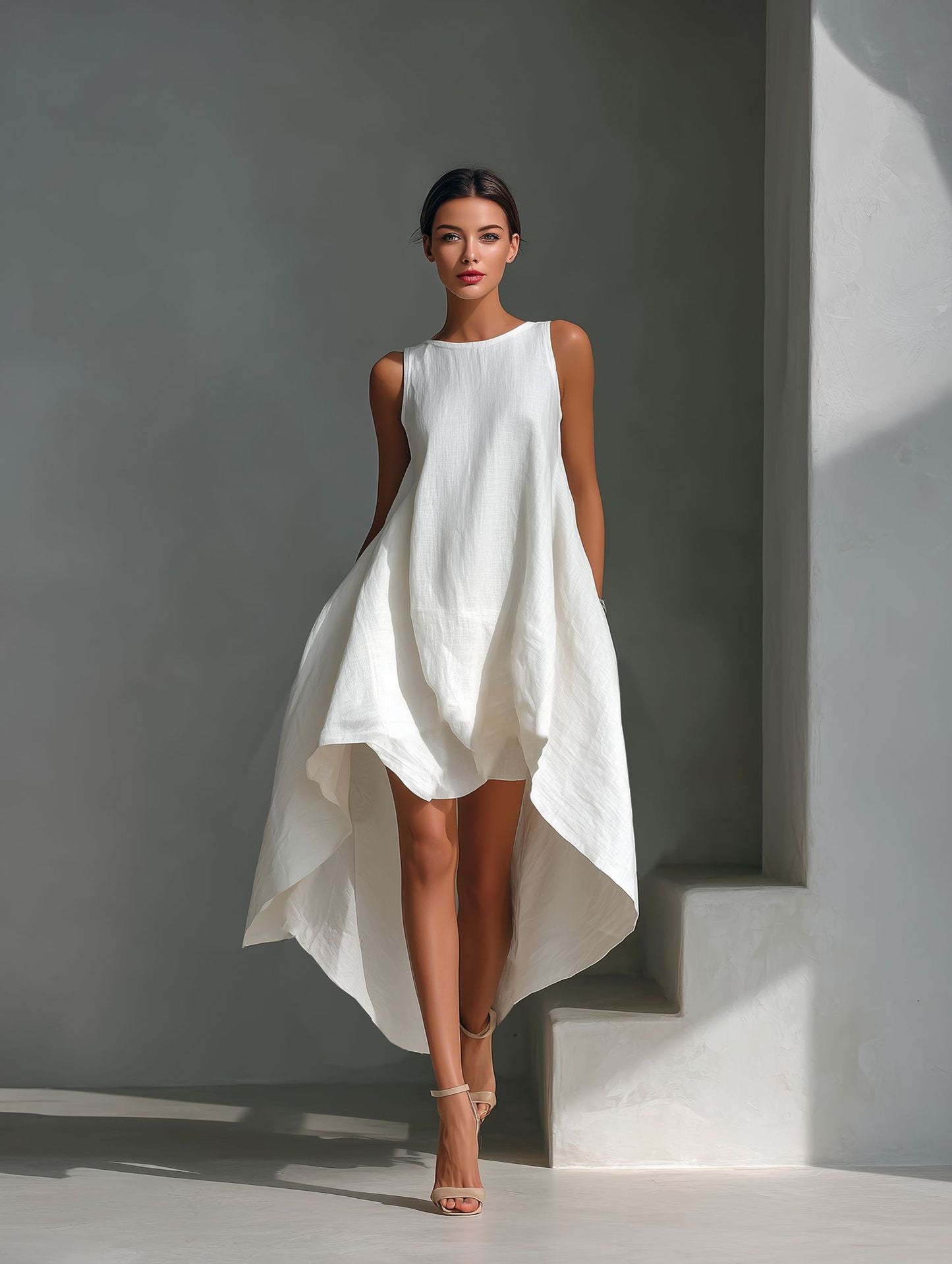 Women's Cotton-linen Irregular Sleeveless Dress