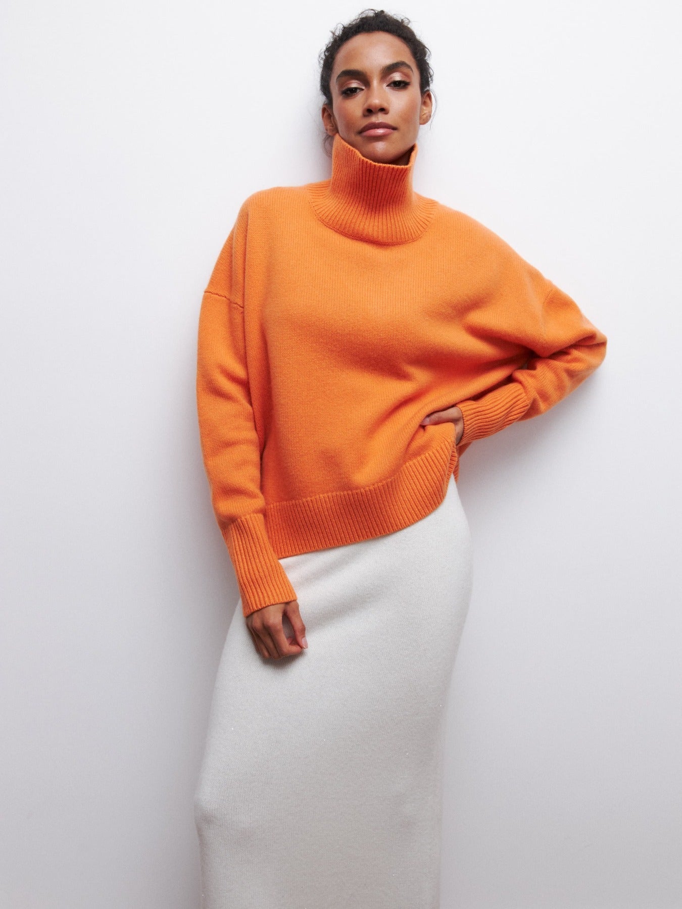 Winter Turtleneck Sweater Ins Solid Color Long Sleeve Pullover Top Women's Clothing