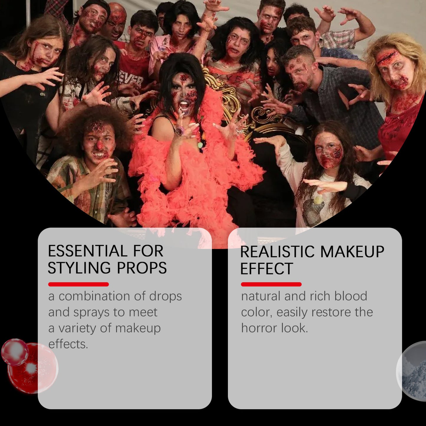 3-piece Set Washable Simulation Fake Blood Filming Horror Realistic Special Effects Makeup Set
