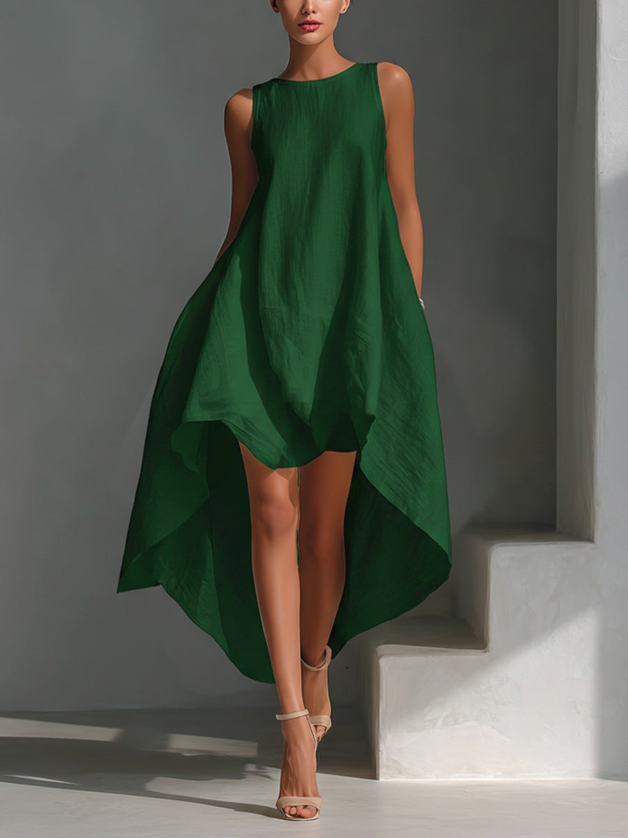 Women's Cotton-linen Irregular Sleeveless Dress