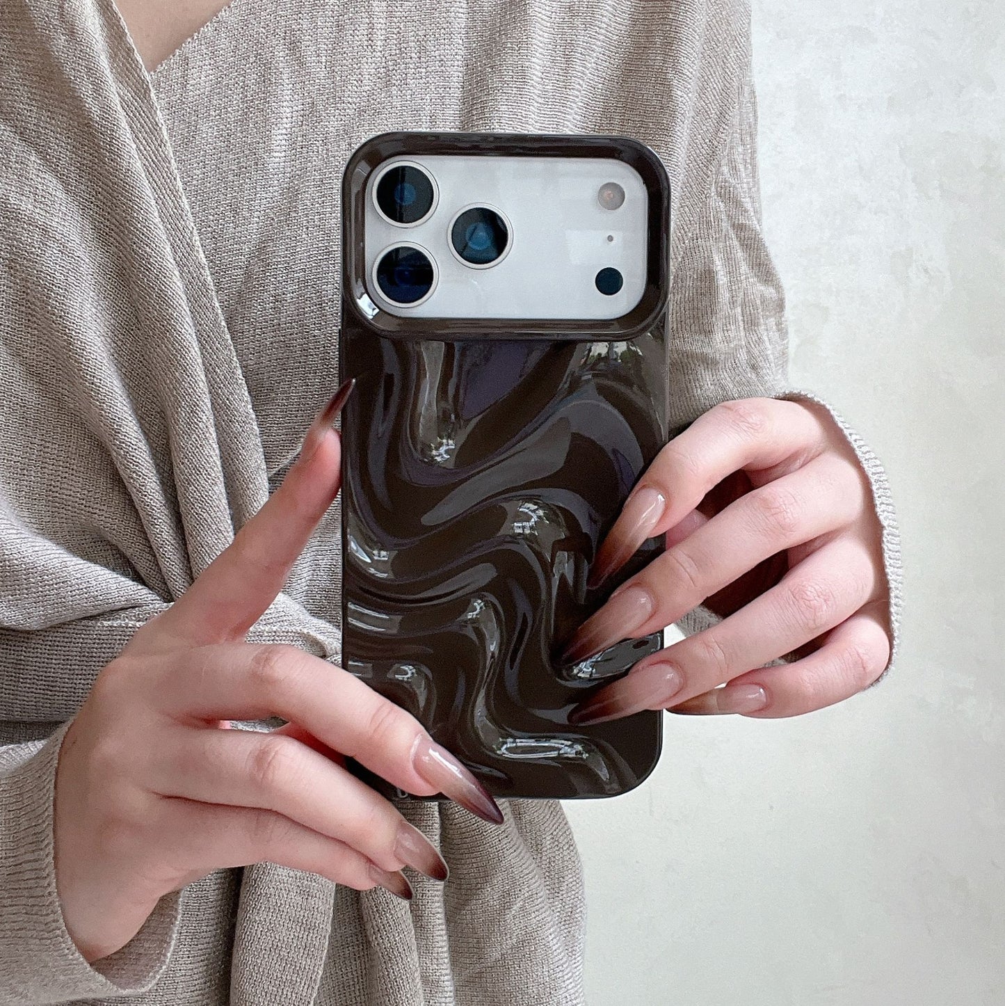 Korean-style Simple Ins Three-dimensional Water Ripple Soft Shell