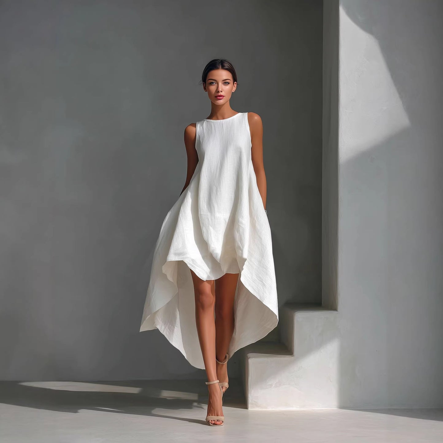 Women's Cotton-linen Irregular Sleeveless Dress