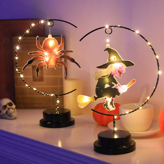 Led Halloween Wrought Iron Witch Modeling Lamp Atmosphere Decorative Lamp
