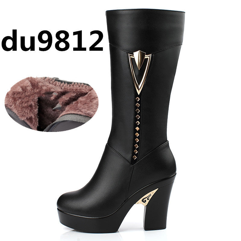 New Leather Women's Warm Cotton Boots