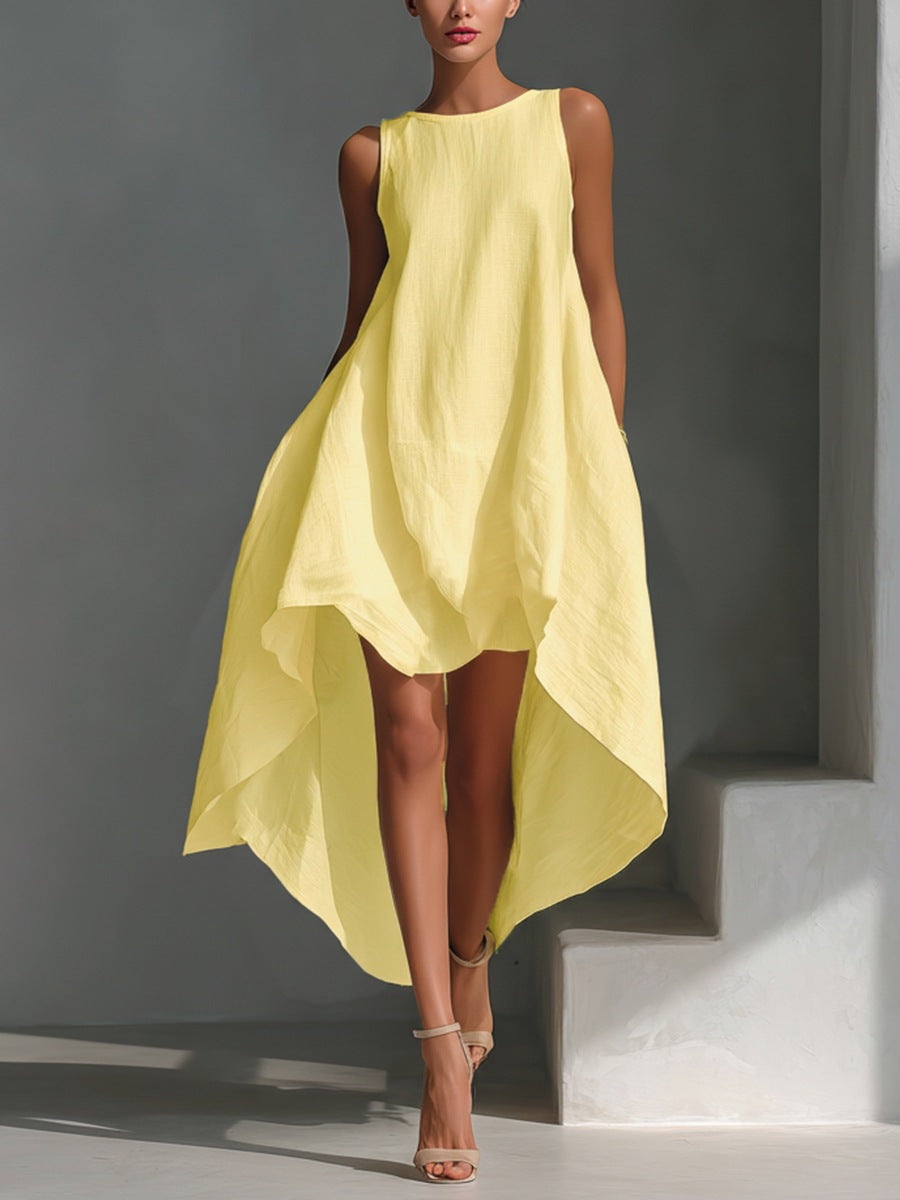 Women's Cotton-linen Irregular Sleeveless Dress