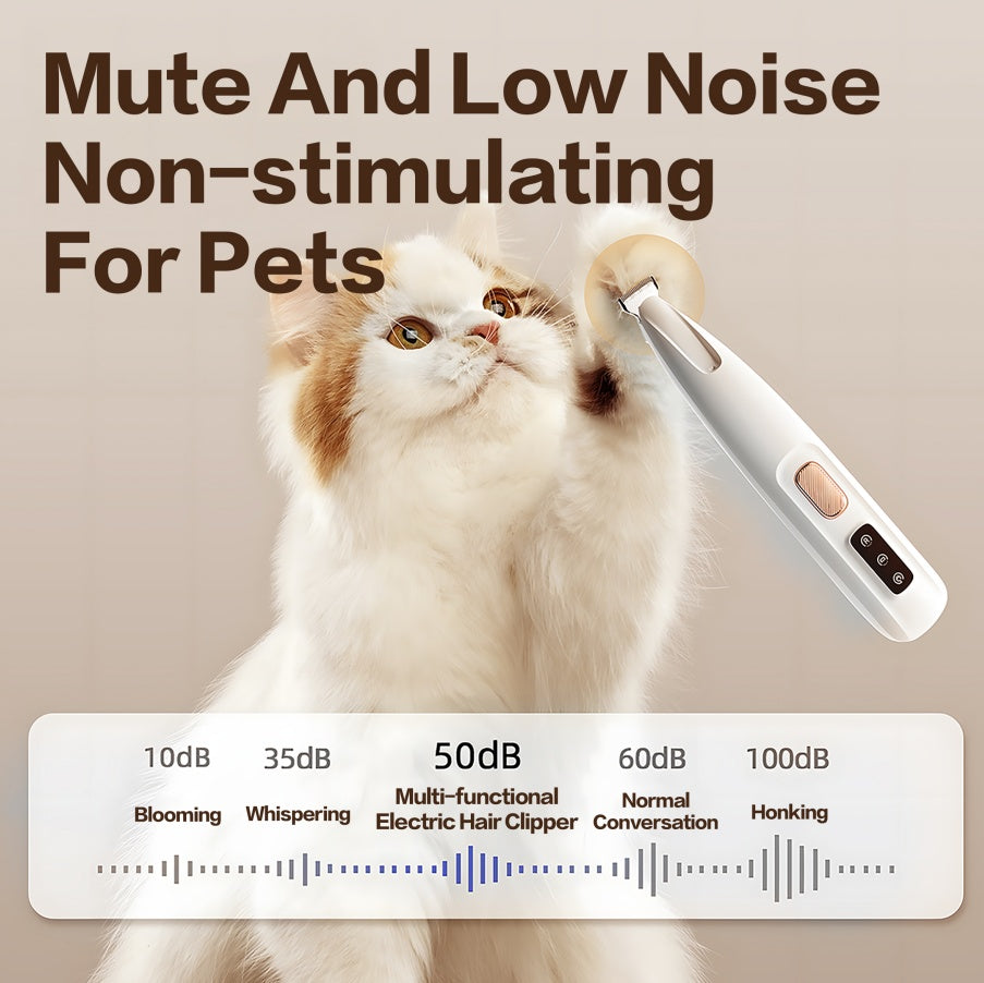2025 New Pet Paw Trimmer 1Pack,Rechargeable Quiet Hair Trimmer For Pets,Professional Pet Grooming Kit - Cordless Waterproof  Clippers With LED For Precision Trimming,Ideal For Home Grooming Pet Hair
